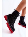 Juodi stilingi batai su raudona platforma-NC1273 BLACK
