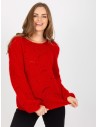 Raudonas megztinis su pūkeliu-TW-SW-BI-9030.08