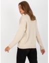 Smėlio spalvos moteriškas megztinis V kaklu-LC-SW-0332.17