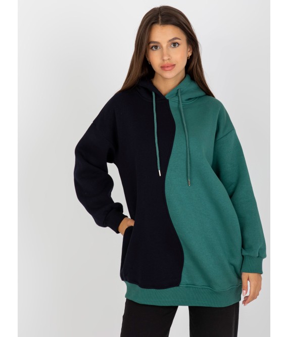 Dviejų spalvų žalias/juodas džemperis moterims-RV-BL-8233.32X