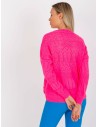 Ryškiai rožinis moteriškas užsagstomas megztinisi-LC-SW-8022.04P