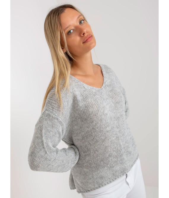 Kasdienis šviesiai pilkas moteriškas megztinis-TW-SW-BI-3002.98