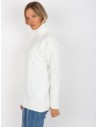 Klasikinis baltas moteriškas megztinis aukštu kaklu-LC-SW-0331.89P