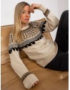 Smėlio spalvos šiltas norvegiško rašto megztinis-LC-SW-0342.06X