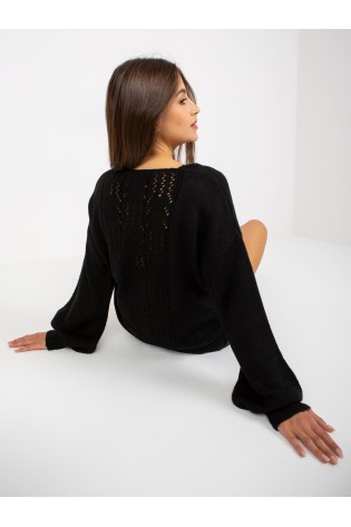 Stilingas juodas laisvas megztinis-TW-SW-BI-3017.54