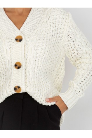 Baltas susagstomas megztinis moterims-LC-SW-8001.14P