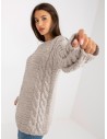 Šviesiai rusvas megztinis su pynių raštais-LC-SW-8044.06X