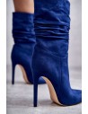 Mėlyni zomšiniai aukštakulniai auliniai batai-C-252 BLUE
