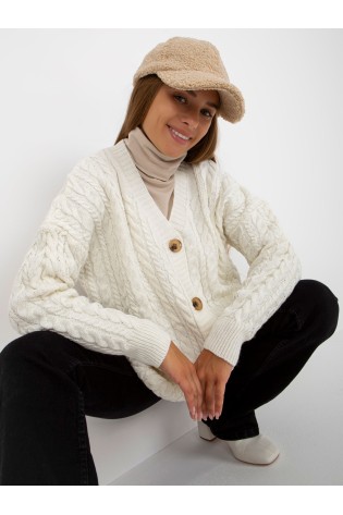 Stilingas kreminis susagstomas megztinis su pynėmis-LC-SW-8008.80P