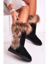 Natūralios odos žieminiai batai su natūraliu kailiuku-W19112 BLK