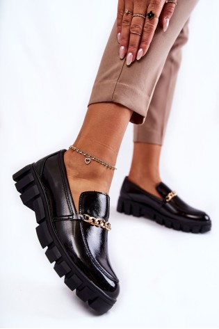 Stilingi lakuotos odos juodi batai-MK755 CZARNY LAK