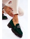 Natūralios odos tamsiai žali stilingi batai-2489 525 ZIE