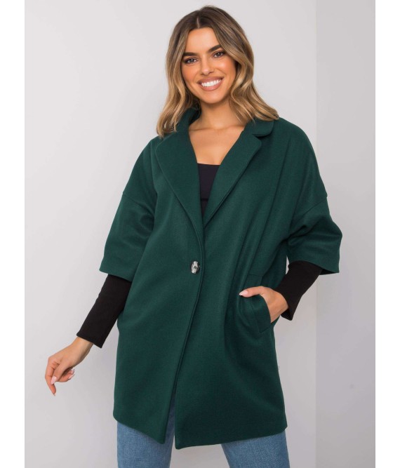 Tamsiai žalias paltas 3/4 rankovėmis-CHA-PL-0409.30X