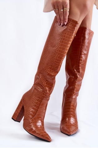Elegantiški rudi ilgaauliai batai-X8062 CAMEL