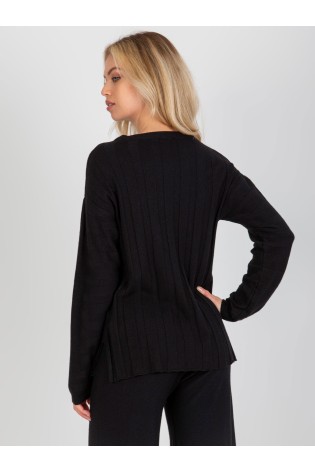Juodas klasikinis megztinis su dryžiais-VI-SW-20234.75P