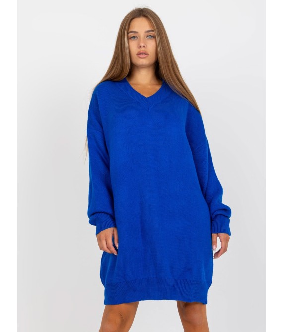 Kobalto mėlynas ilgas megztinis moterims-LC-SW-0341.38P