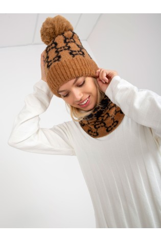 Moteriška žieminė ruda gražaus rašto kepurė-AT-CZ-CM-319.41P