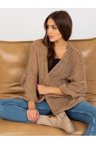 Patogus laisvas rudas megztinis-TW-SW-BI-M2202.29X