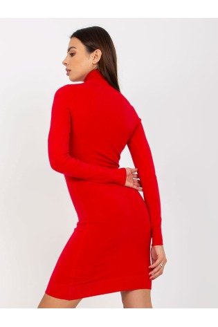 Raudona aptempta suknelė aukštu kaklu-NM-SK-NG-2309.17X