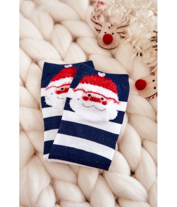 Dryžuotos kojinės su Kalėdų Seneliu-SK.23061/X20369 NAV/WH