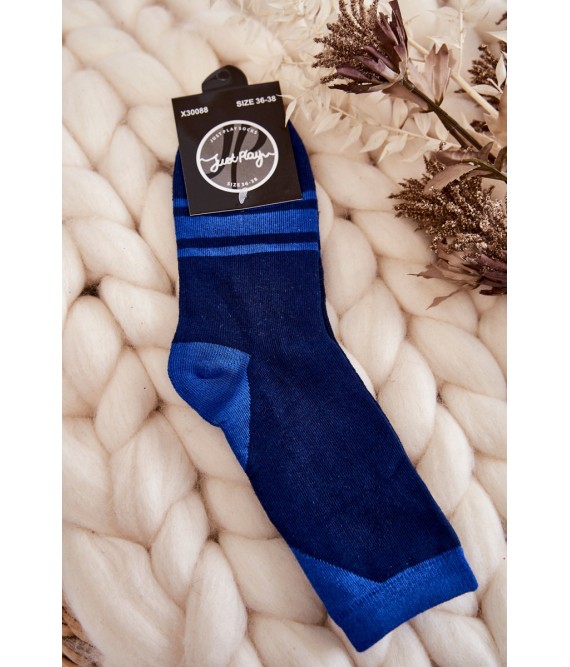 Women's Two-Color Socks With Stripes Navy blue and blue-SK.23120/X30088 NAVY