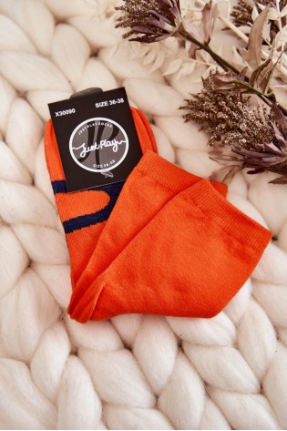 Women's Cotton Socks Navy Pattern Orange-SK.23183/X30090 ORAN