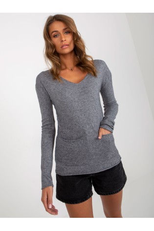 Pilkas megztinis su kišenėmis-VI-SW-20282.32