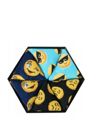 Rainbow Socks Emoticons Smiley Sadness Brainy 3 Pairs-SK.23604/SADBOX