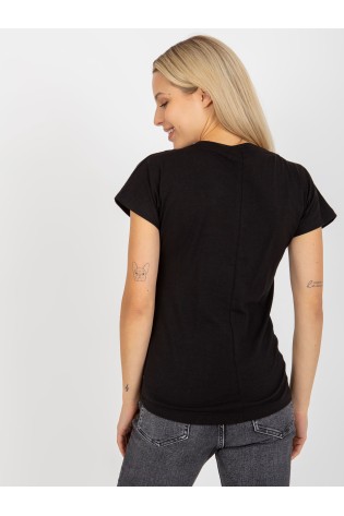 Juodi klasikiniai marškinėliai moterims-VI-TS-034.06