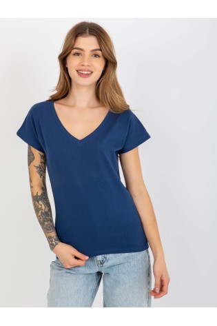 Tamsiai mėlyni marškinėliai moterims-VI-TS-035.01P