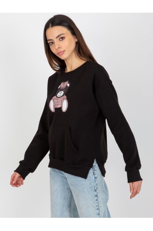 Juodas džemperis su meškiuku moterims-EM-BL-HS-21-538.31P