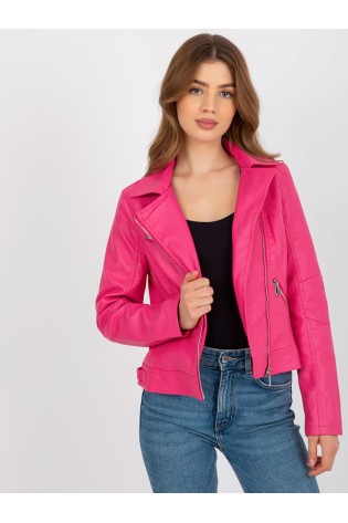 Rožinė odinė striukė moterims-NM-DE-KR-G88.15X