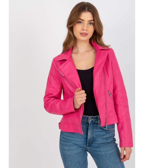 Rožinė odinė striukė moterims-NM-DE-KR-G88.15X