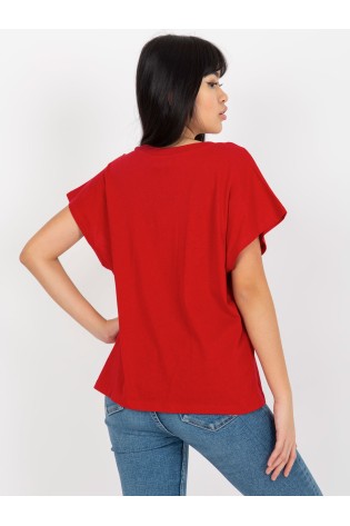 Raudoni marškinėliai su V kaklu moterims-TW-TS-2005.43