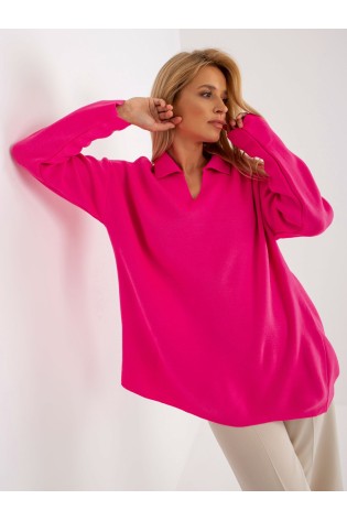 Rožinis megztinis su apykakle-LC-SW-2261.00P