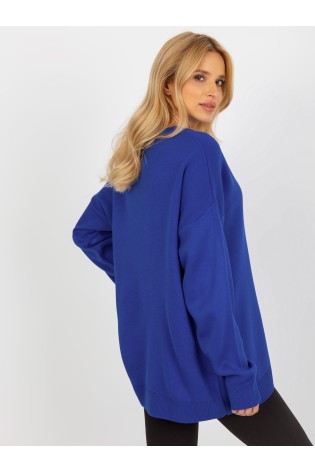 Stilingas mėlynas laisvas megztinis moteirms-BA-SW-10175.06X
