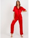 Raudona prabangi satininė pižama moterims-FA-PI-8322.59
