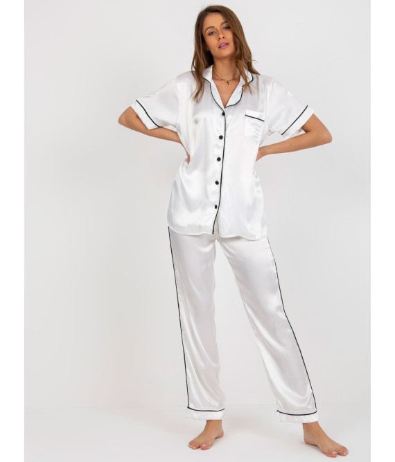Balta prabangi satininė pižama moterims-FA-PI-8322.59