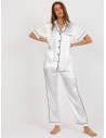 Balta prabangi satininė pižama moterims-FA-PI-8322.59