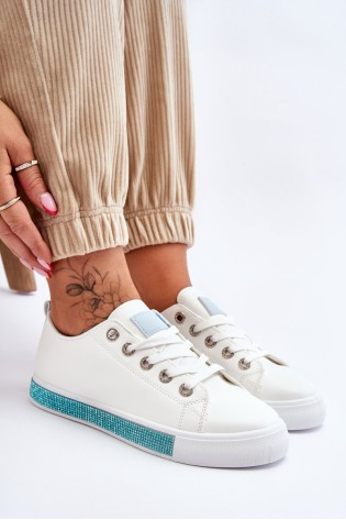 Balti odiniai sneakers bateliai moterims-LA222 BLUE