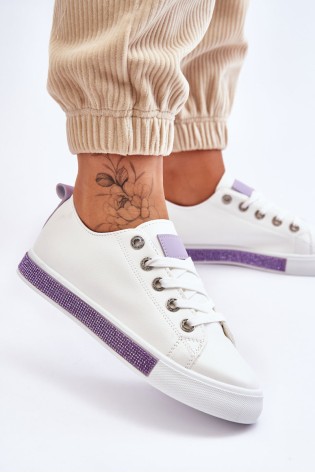 Balti odiniai sneakers bateliai moterims-LA222 PURPLE