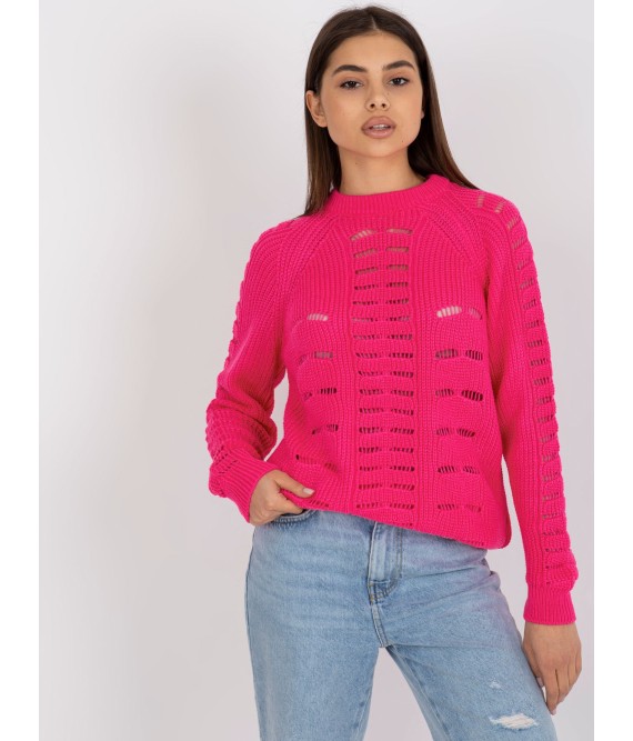 Rožinis ažūrinis megztinis-BA-SW-8056.21P