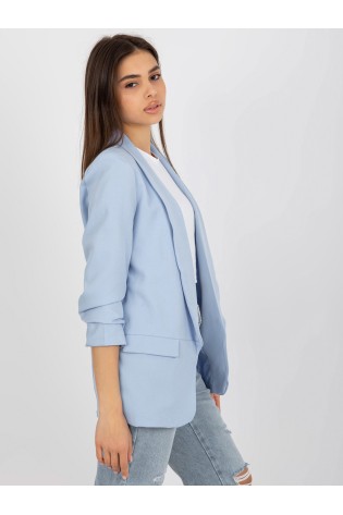 Klasikinio stiliaus šviesiai mėlynas švarkelis moterims-DHJ-MA-7684.15P