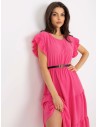 Elegantiška rožinė vasariška suknelė su raukinukais-MI-SK-21976.57