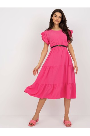Elegantiška rožinė vasariška suknelė su raukinukais-MI-SK-21976.57