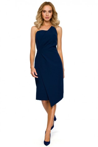 Elegantiška tamsiai mėlyna puošni suknelė Moe M409-TV_M409_NAVY_BLUE