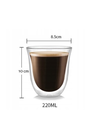 Dvigubo stiklo puodeliai 220ml kavai, rinkinyje 6 SZK30ZESTAW6-SZK30ZESTAW6