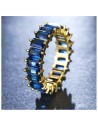Paauksuotas žiedas su mėlynais kristalais PST579N, dydis: US7 EU14-PST579NR7