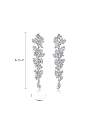 Iškilmingi vestuviniai kabantys auskarai su kristalais, nerūdijančio plieno KSL94-KSL94