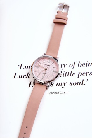 Laikrodis ant odinio dirželio Be nikelio ERNEST Purvinas rožinis-E97266 D.PINK